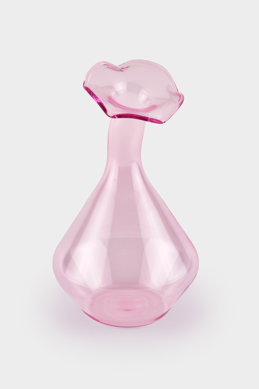 Glass Vase Angeled Neck Large Pink