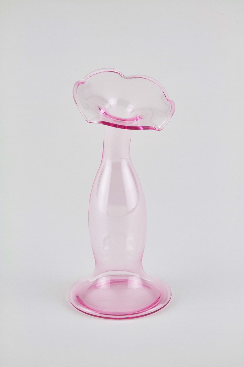 Glass Narrow Bud Angeled Neck Pink
