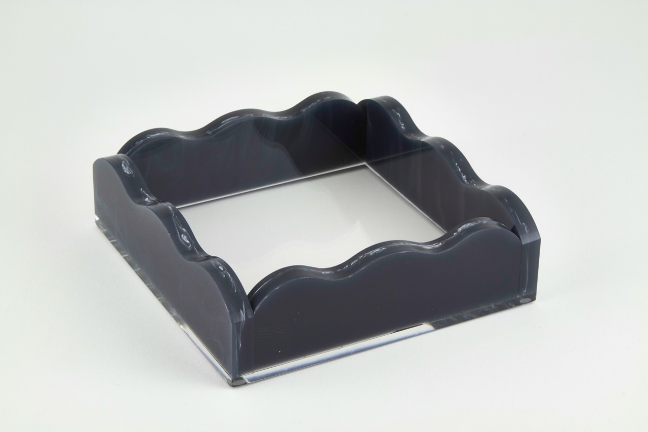 Lucite Marblelized  Cocktail Napkin Tray Black