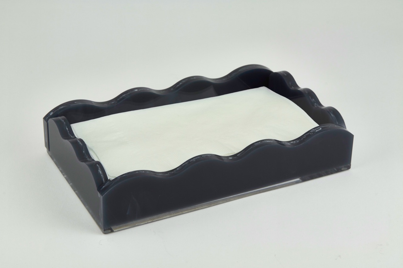 Lucite Marblelized  Guest Towel Tray Black